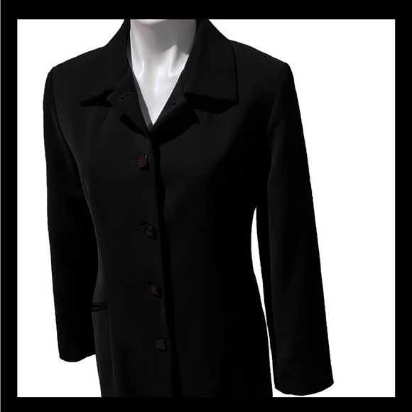 Carmel Zhao Star Georgette Trench Blazer Overcoat Long Designer Black jacket 8 - Picture 3 of 12